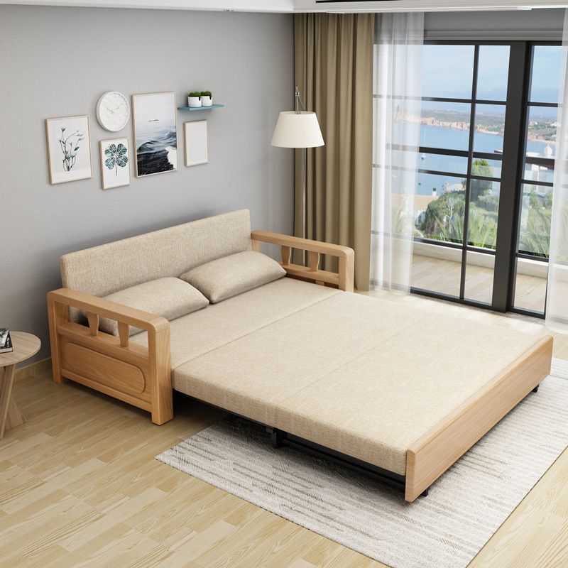 Sofá de cama de cama de brazo cuadrado de lino sofá de cama convertible contemporánea para sala de estar
