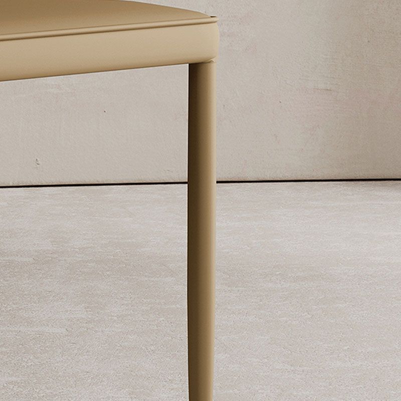 Designer Style Armless Chair Leather Parsons Back Side Chair for Restaurant