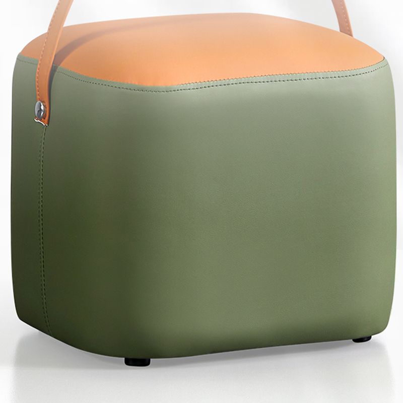 Creative Round Footstool Ottoman Patchwork Color Block Leather Ottoman Clearhalo 'furn' 'furn_ottomans_poufs' 'Furniture' 'Living Room Furniture' 'Ottomans & Poufs' 'ottomans_poufs' 1200x1200_81c7fd74-e157-4f36-bdb2-f4d8bddf9993