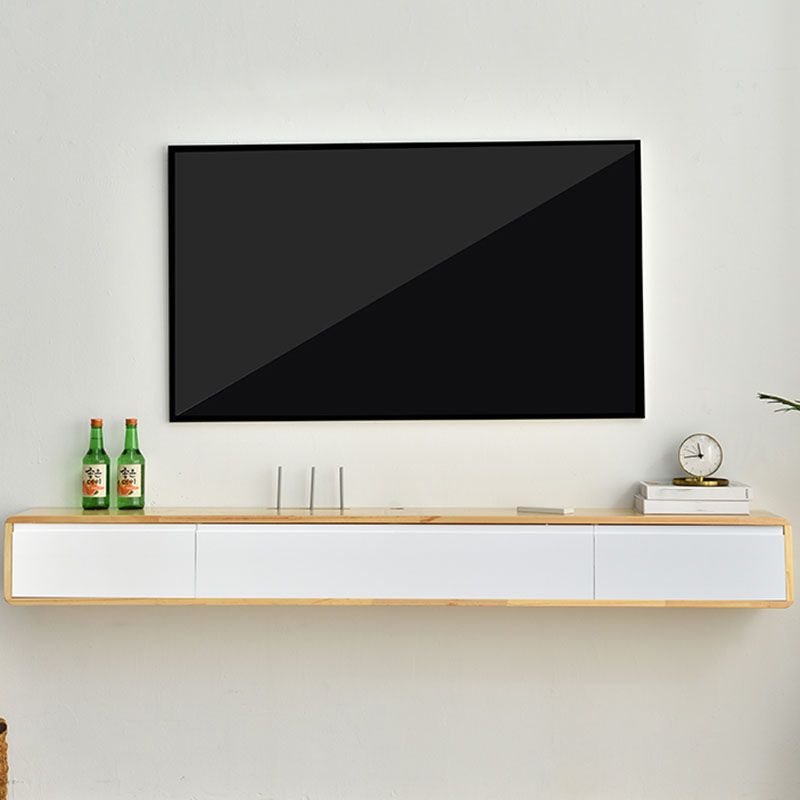 Wall-mounted TV Console Solid Wood TV Media Console with Drawers ...