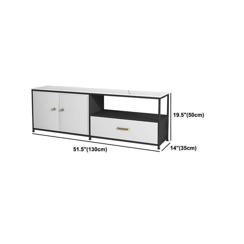 Consola de TV de piedra y metal consola contemporánea de medios de televisión