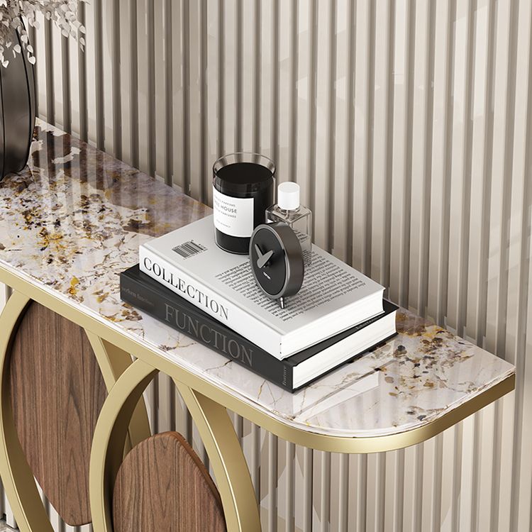 グラムコンソールアクセントテーブルアンティークフィニッシュハーフムーンコンソールテーブル