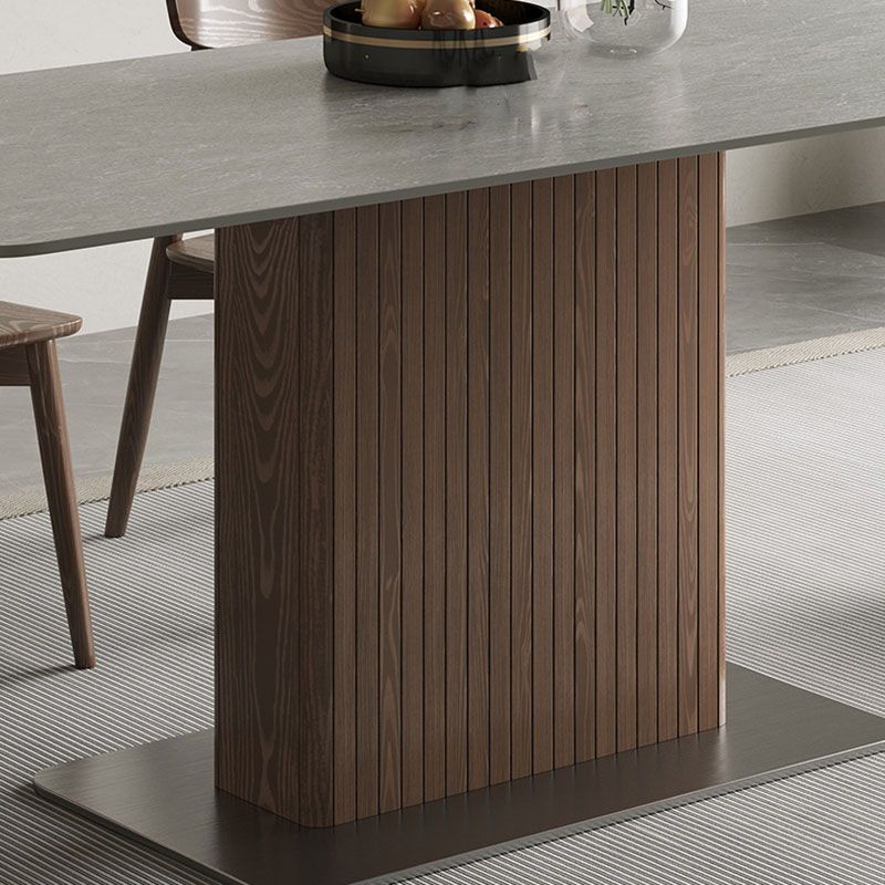 Industrial Kitchen Dinner Table Rectangle Pedestal Dining Table Clearhalo 'Dining Tables & Seating' 'Dining Tables' 'dining_table' 'furn' 'furn_dining_table' 'Furniture' 'Kitchen & Dining Furniture' 1200x1200_81cbaf00-6add-4548-b152-0c442fd464ed