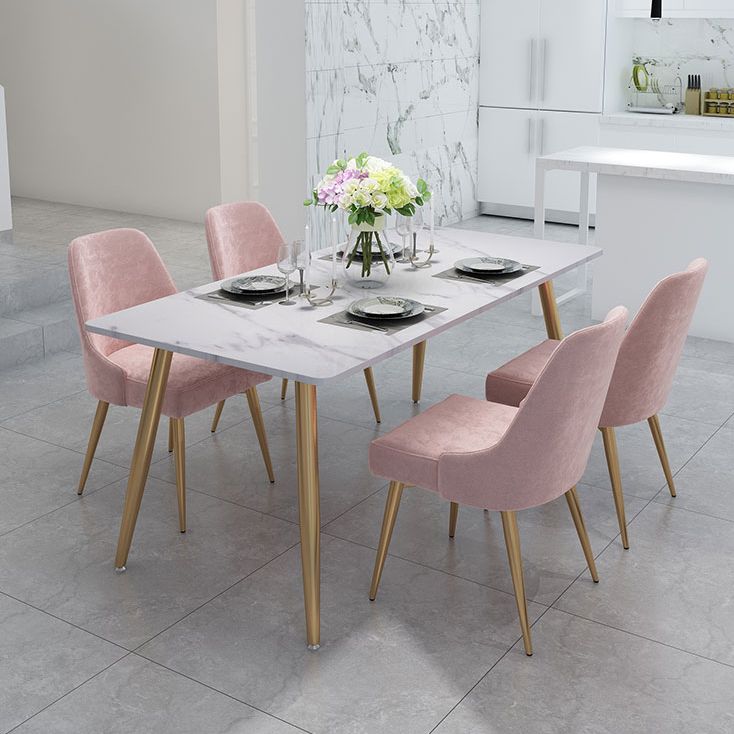 Scandinavian Faux Marble Top Dining Room Set with Rectangle Table and 4 Legs Base Dining Set Clearhalo 'Dining Room Sets' 'Dining Tables & Seating' 'dining_room_set' 'furn' 'furn_dining_room_set' 'Furniture' 'furniture_dining_room_set' 'Kitchen & Dining Furniture' 'kitchen&dining_furn' 'kitchen' 1200x1200_81cc94bb-8021-47ca-9f98-ec751e9d3113
