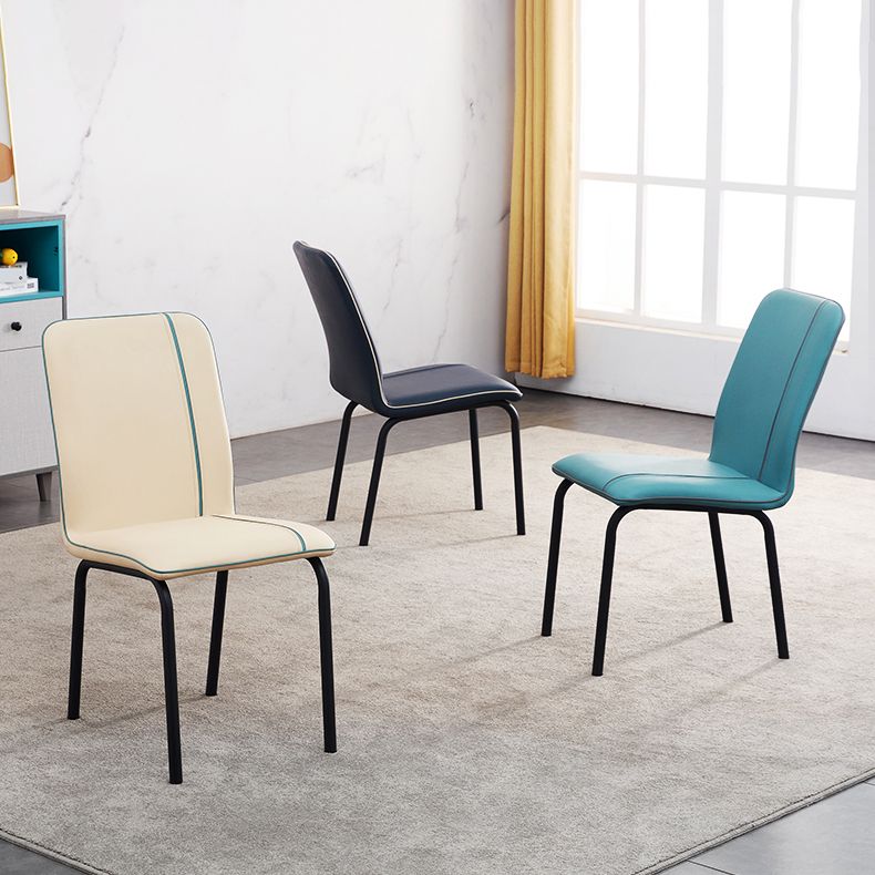 Contemporary Metal Dining Side Chair Dining Room Solid Back Armless Chair Clearhalo ' kitchen&dining_furn' 'Dining Chairs' 'Dining Tables & Seating' 'dining_chair' 'furn' 'furn_dining_chair' 'Furniture' 'furniture_dining_chair' 'Kitchen & Dining Furniture' 'kitchen' 1200x1200_81cd0b78-1f13-4424-b983-904e87d0047a