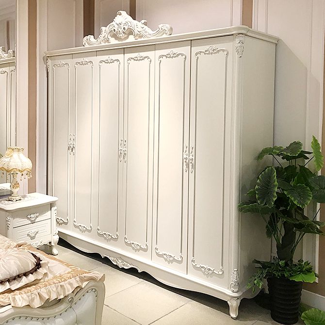 Traditional Wardrobe Armoire White Wooden Wardrobe Cabinet with Legs Clearhalo 'Armoires & Wardrobes' 'armoires_wardrobes' 'Bedroom Furniture' 'furn' 'furn_armoires_wardrobes' 'Furniture' 1200x1200_81cd35ca-b207-4e0d-963f-8a8cbdc96000