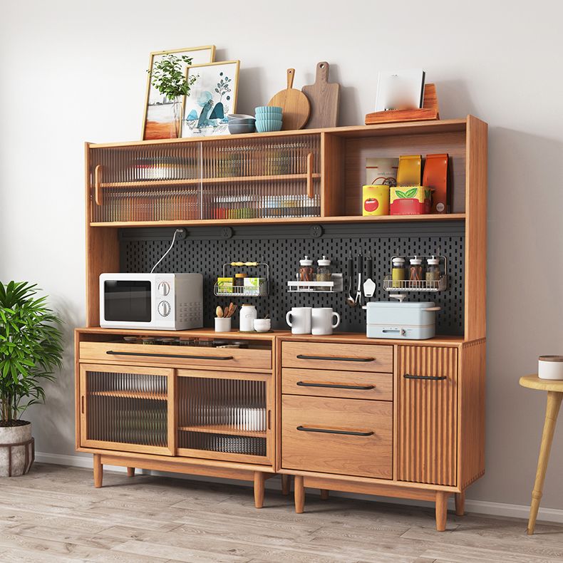 Glam Solid Wood Sideboard Glass Doors Dining Server for Kitchen Clearhalo 'buffet_sideboard' 'Buffets & Sideboards' 'furn' 'furn_buffet_sideboard' 'Furniture' 'Kitchen & Dining Furniture' 1200x1200_81cdc516-a792-455d-8369-d8e0af0d6909