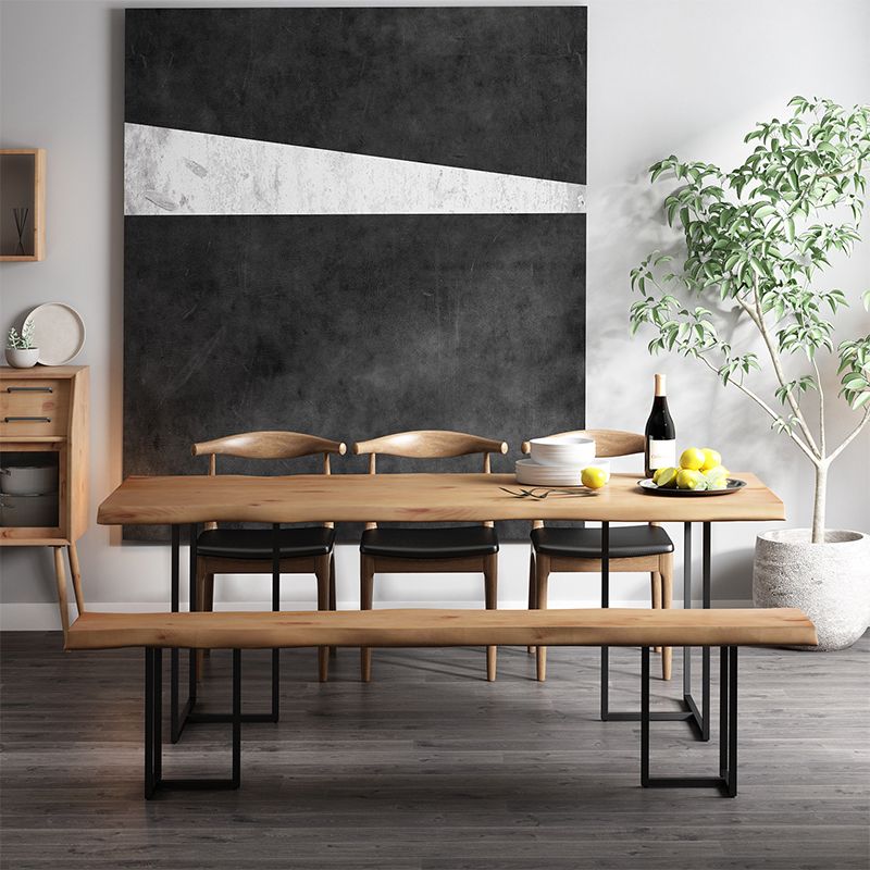 Modern Double Pedestal Dining Table Wood Table for Living Room