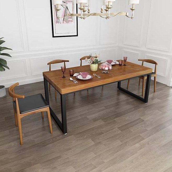 Rectangle Dinette Table Industrial Solid Wood Dinner Room Kitchen Table for Indoor Clearhalo ' dining_table' 'Dining Tables & Seating' 'Dining Tables' 'furn' 'furn_dining_table' 'Furniture' 'furniture_dining_table' 'Kitchen & Dining Furniture' 'kitchen&dining_furn' 'kitchen' 'kitchen_dining_table' 1200x1200_81d09c1c-4e40-4538-9b97-be92b912a9ae