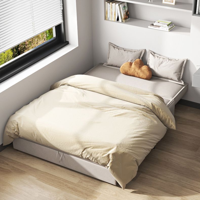 Grijze faux lederen slaper bank 34,64 "brede armloze slaapbank met gestoffeerd