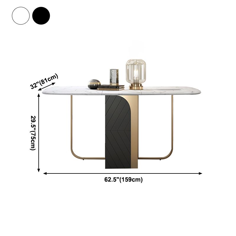 Modern Style Rectangle Dining Table Drop-Leaf 62" Table with Metal Base for Home Use Clearhalo ' dining_table' 'Dining Tables & Seating' 'Dining Tables' 'furn' 'furn_dining_table' 'Furniture' 'furniture_dining_table' 'Kitchen & Dining Furniture' 'kitchen&dining_furn' 'kitchen' 'kitchen_dining_table' 1200x1200_81d2d185-f5ff-4c00-8b92-a3a738f64cee