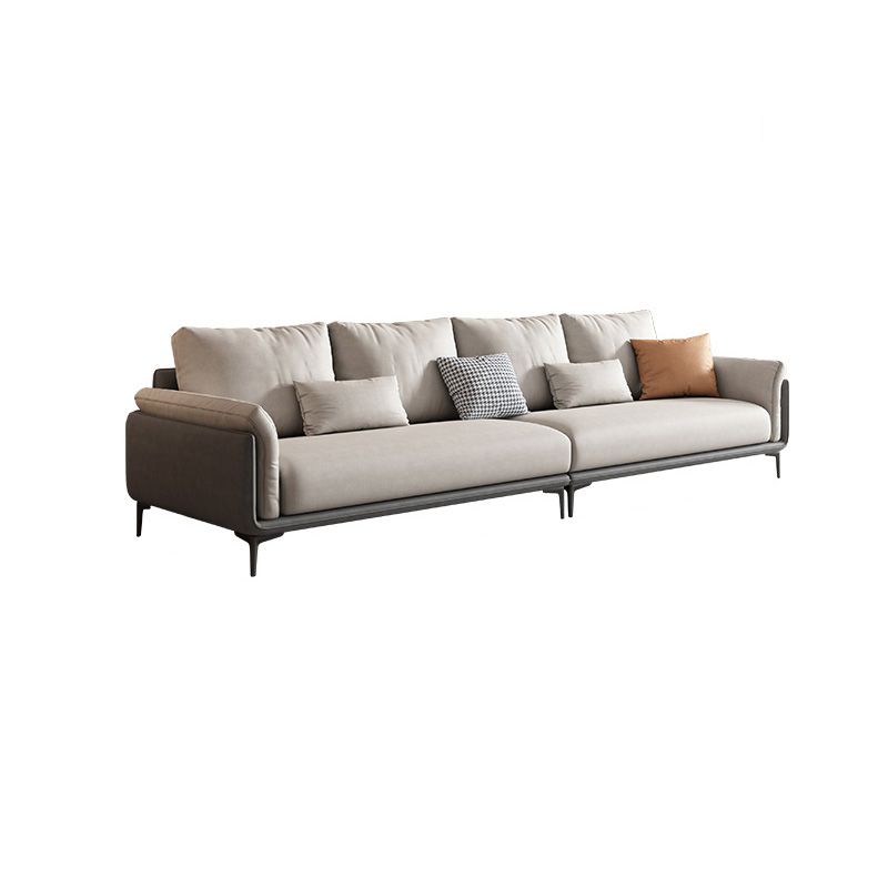 Faux Leather Stain Resistant Contemporary Sofa Couch in Beige Clearhalo 'furn' 'furn_sofas' 'Furniture' 'Living Room Furniture' 'Sofa' 'sofas' 1200x1200_81d3c8a3-c0e3-4284-833c-db4c95364cb5
