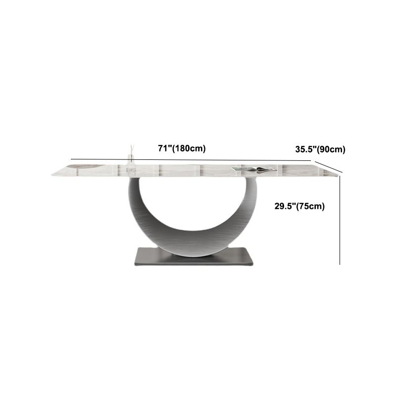 Rectangle Pedestal Table Traditional Luxury Dining Table Stainless Steel Base for Home