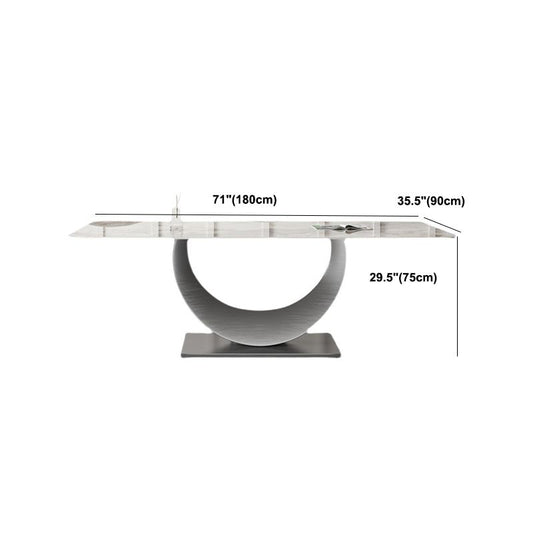 Mesa de pedestal rectangular mesa de comedor de lujo tradicional base de acero inoxidable para el hogar