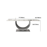 Rectangle Pedestal Table Traditional Luxury Dining Table Stainless Steel Base for Home