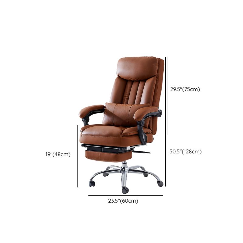 Silla de escritorio moderna Silla de cuero para computadora Silla con respaldo alto en marrón