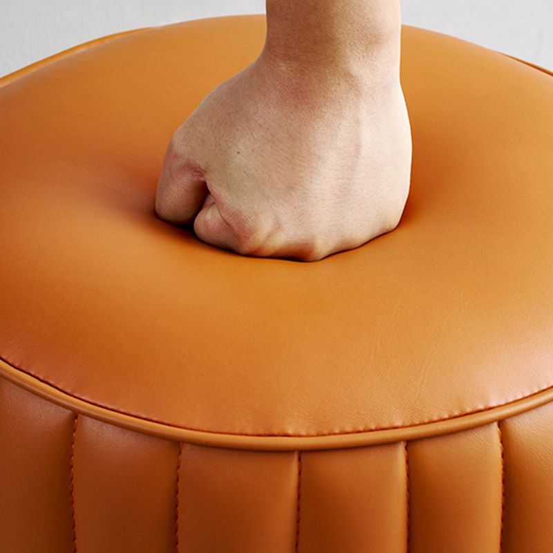 Modern Pouf Ottoman Genuine Leather Upholstered Cylinder Shape Ottoman Clearhalo 'furn' 'furn_ottomans_poufs' 'Furniture' 'Living Room Furniture' 'Ottomans & Poufs' 'ottomans_poufs' 1200x1200_81d4c18a-bfa7-4d1b-ba61-cc0beeb4bde1