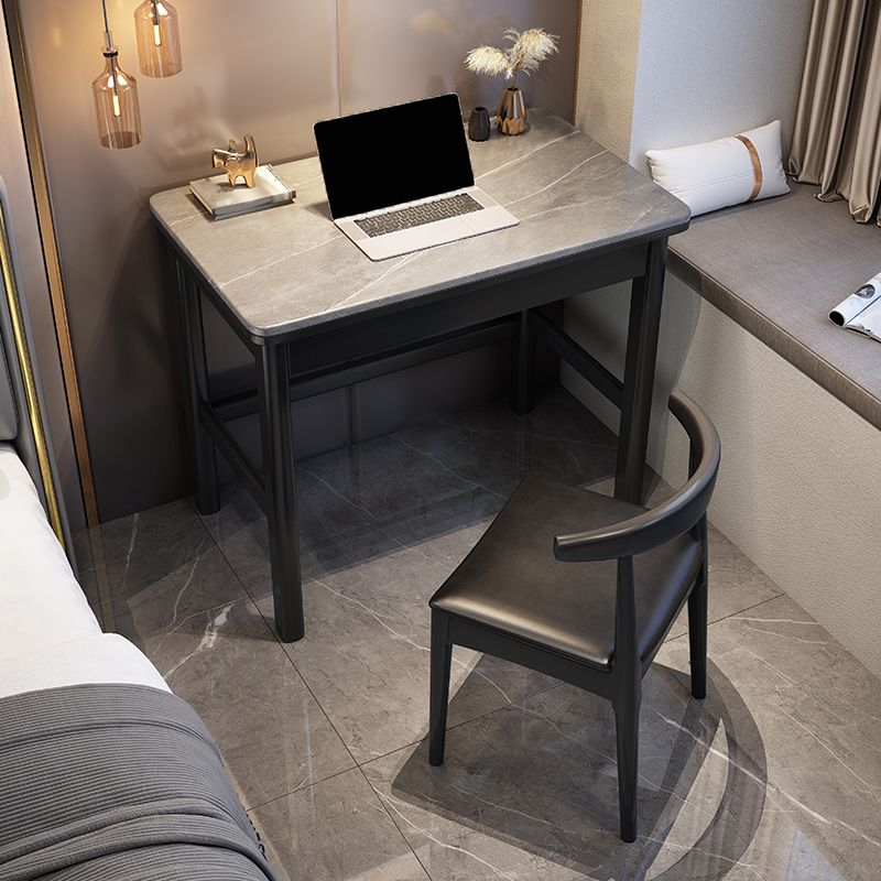 1 Drawer Writing Desk Rectangular Shaped Task Desk in Grey/Black for Home Clearhalo 'furn' 'furn_office_desk' 'Furniture' 'Office Desks' 'Office Furniture' 'office_desk' 1200x1200_81d4da17-88d6-485b-ad9f-39800f07489c