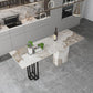 White Stone Top Bar Table Traditional Luxury Bar Dining Table with Sled Base Clearhalo 'Bar Furniture' 'Bar Tables' 'bar_tables' 'furn' 'furn_bar_tables' 'Furniture' 'Kitchen & Dining Furniture' 1200x1200_81d7849f-c732-4a9e-98db-0204610f8f0f