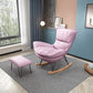 Modern Glider Chair Solid Color Faux Leather Rocking Chair with Cushions