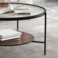 Modern Style Round Toughened Glass Table Metal 4 Legs Base Coffee Table Clearhalo 'Coffee & Accent Tables' 'Coffee Tables' 'coffee_tables' 'furn' 'furn_coffee_tables' 'Furniture' 'Living Room Furniture' 1200x1200_81d9a4fe-19f4-445d-9f72-030bb03aced1