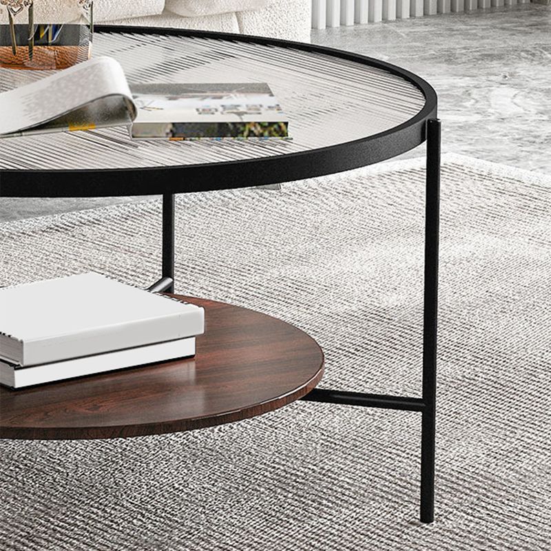 Modern Style Round Toughened Glass Table Metal 4 Legs Base Coffee Table Clearhalo 'Coffee & Accent Tables' 'Coffee Tables' 'coffee_tables' 'furn' 'furn_coffee_tables' 'Furniture' 'Living Room Furniture' 1200x1200_81d9a4fe-19f4-445d-9f72-030bb03aced1