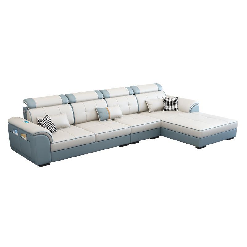 Pillowed Back Cushions Cotton Blend /Faux Leather Furniture Sectionals Clearhalo 'furn' 'furn_sectionals' 'Furniture' 'furniture_sectionals' 'kitchen' 'kitchen_sectionals' 'Living Room Furniture' 'Sectionals' 1200x1200_81d9cf4f-4234-42ac-a28f-af9917f176b2