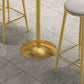 Mesa de pub de mármol sintético, mesa de bar de cócteles en blanco glamuroso con pedestal de metal