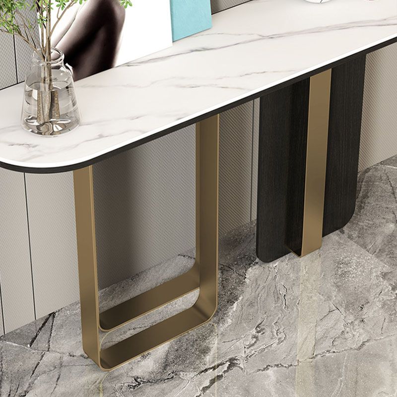 Glam Metal Console Sofa Table Oval Stone Console Accent Table for Hall Clearhalo 'Console Tables' 'console_tables' 'Entry & Mudroom Furniture' 'furn' 'furn_console_tables' 'Furniture' 1200x1200_81e15586-d527-4514-ab2f-e1ef0bed32da