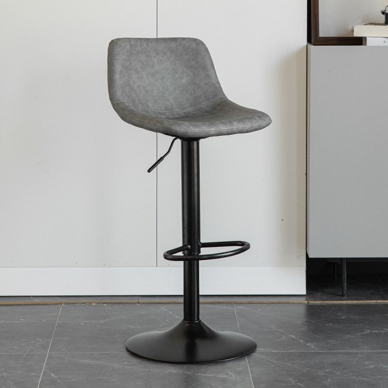Contemporary Matte Finish Leather Barstool Adjustable Height Footrest Home Stool Clearhalo 'Bar Furniture' 'Bar Stools' 'bar_stools' 'Furniture' 'furniture_bar_stools' 'Kitchen & Dining Furniture' 1200x1200_81e2e0b2-f5a6-43c1-a950-ae0c24b09dcc