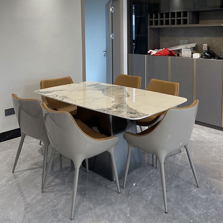 Sintered Stone Top Dining Table Rectangle Table in White with Metal Pedestal Base Clearhalo ' dining_table' 'Dining Tables & Seating' 'Dining Tables' 'furn' 'furn_dining_table' 'Furniture' 'furniture_dining_table' 'Kitchen & Dining Furniture' 'kitchen&dining_furn' 'kitchen' 'kitchen_dining_table' 1200x1200_81e4c008-42b1-4e09-83cb-294a6c99ead1