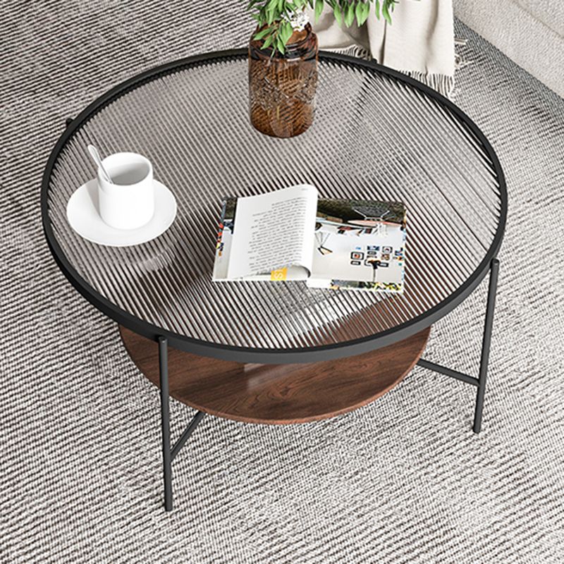 Glass Top 4 Legs Coffee Table Modern Round Cocktail Table in Black/Gold Clearhalo 'Coffee & Accent Tables' 'Coffee Tables' 'coffee_tables' 'furn' 'furn_coffee_tables' 'Furniture' 'Living Room Furniture' 1200x1200_81e4cb57-58ee-466c-9906-a6a45d34092b