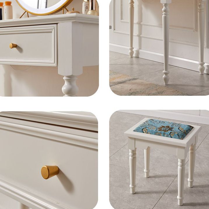 Ensemble de vanité blanc brillant avec tiroir commode moderne de pin à 2 dessins pour chambre à coucher