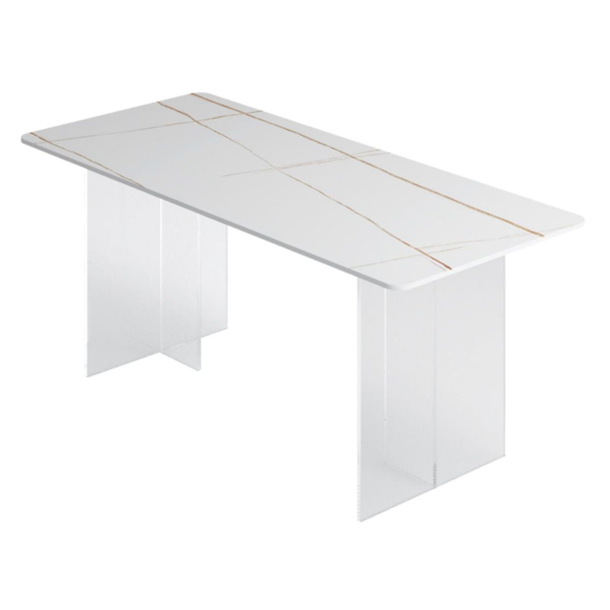 Dining Room Modern Dinette Table Rectangle Acrylic Double Pedestal Dining Table Clearhalo 'Dining Tables & Seating' 'Dining Tables' 'dining_table' 'furn' 'furn_dining_table' 'Furniture' 'furniture_dining_table' 'Kitchen & Dining Furniture' 'kitchen' 'kitchen_dining_table' 1200x1200_81eb19df-e004-4bf5-a7e3-7645888b2ea5