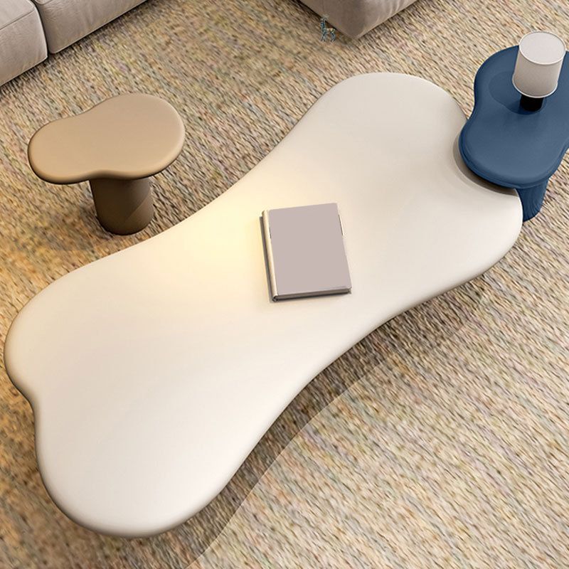 White Scandinavian Wood Coffee Table 2 Legs Irregular Cocktail Table Clearhalo 'Coffee & Accent Tables' 'Coffee Tables' 'coffee_tables' 'furn' 'furn_coffee_tables' 'Furniture' 'Living Room Furniture' 1200x1200_81eb49fe-1153-46b8-b63e-3b27569d0ab1