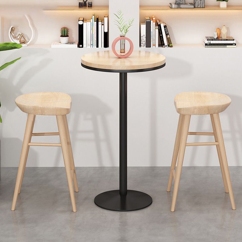 Modern Round Bar Dining Table Indoor Wood Top Bar Height Pub Table Iron Base Clearhalo 'Bar Furniture' 'Bar Tables' 'bar_tables' 'furn' 'furn_bar_tables' 'Furniture' 'furniture_bar_tables' 'Kitchen & Dining Furniture' 'kitchen&dining_furn' 'kitchen' 1200x1200_81ed3493-88e0-4828-abf3-8969ac8f981e