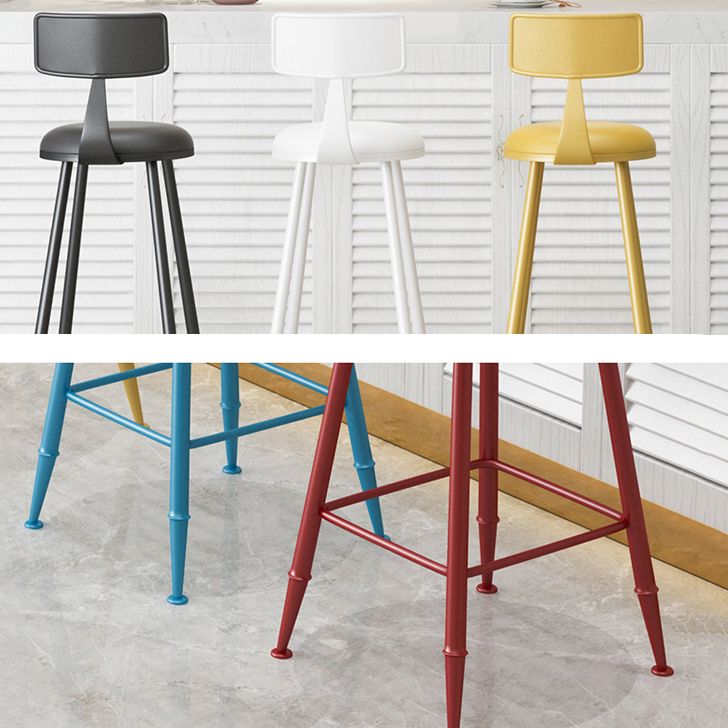 Modern Armless Backrest Counter Stool Iron Milk Tea Shop Bar Stool with Leather Cushion Clearhalo 'Bar Furniture' 'Bar Stools' 'bar_stools' 'furn' 'furn_bar_stools' 'furniture_bar_stools' 'Kitchen & Dining Furniture' 'kitchen&dining_furn' 'kitchen' 'kitchen_furn' Furniture' 1200x1200_81edbfd7-e9ee-4ce9-bd4d-cd60a4fcbeaf