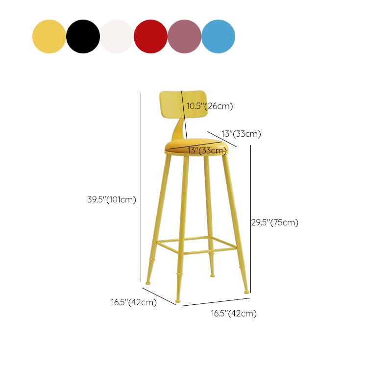 Nordic Armless Backrest Counter Stool Iron Couture Bar Stool with Cushion and Pedal Clearhalo 'Bar Furniture' 'Bar Stools' 'bar_stools' 'furn' 'furn_bar_stools' 'Furniture' 'Kitchen & Dining Furniture' 1200x1200_81ee1542-6003-4c42-87a2-790aab3f71bf