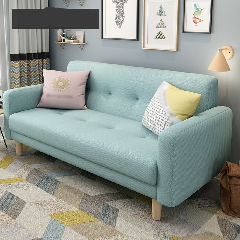 Cotton Blend and Faux Leather Square Arm Tight Back Bench Seating