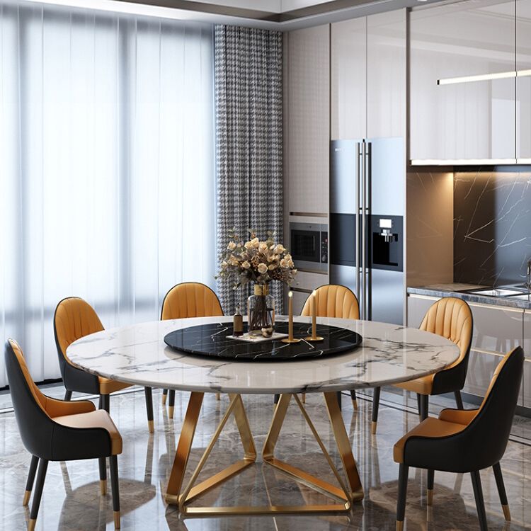 Marble Dining Table Traditional Luxury Round Dining Site Table with Turntable Clearhalo ' dining_table' 'Dining Tables & Seating' 'Dining Tables' 'furn' 'furn_dining_table' 'Furniture' 'furniture_dining_table' 'Kitchen & Dining Furniture' 'kitchen&dining_furn' 'kitchen' 'kitchen_dining_table' 1200x1200_81f1034f-b7f9-46bc-8bbd-70e725eafebc