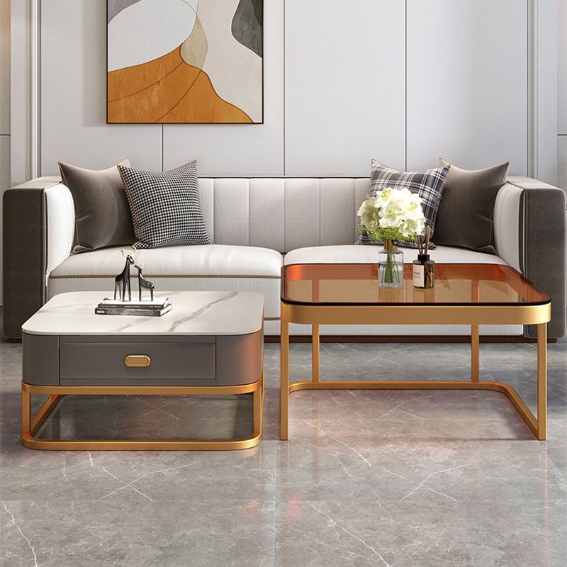 Glam Coffee Table Set Frame Square 2-Piece Coffee Cocktail Table Clearhalo 'Coffee & Accent Tables' 'Coffee Tables' 'coffee_tables' 'furn' 'furn_coffee_tables' 'Furniture' 'Living Room Furniture' 1200x1200_81f1585a-51e4-4c6f-91a0-db9fb3d14856