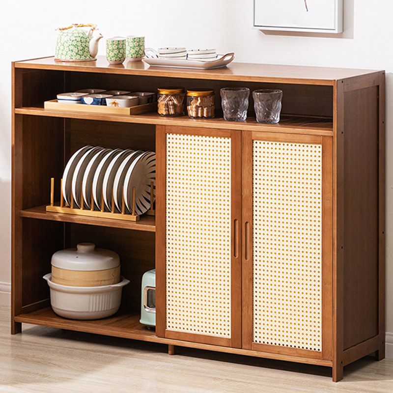 Moderne porte scorrevoli Server da pranzo Scheda in legno con archiviazione aperta