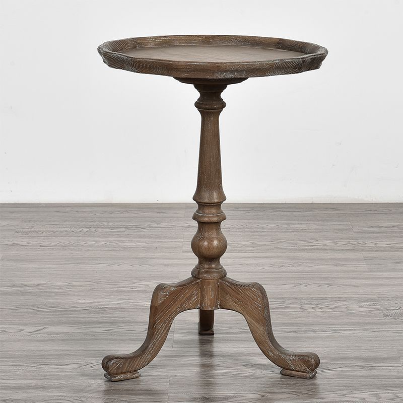 Tavolo d'angolo rustico largo 14 "tavolo laterale rotondo in legno solido