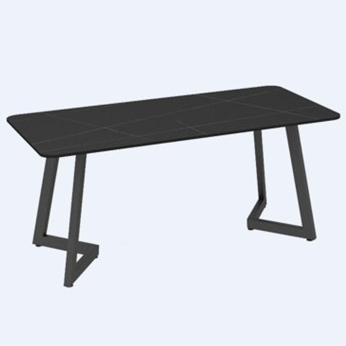 Industrial Dining Table Black Sintered Stone Table with Black Metal Base for Dining Room Clearhalo ' dining_table' 'Dining Tables & Seating' 'Dining Tables' 'furn' 'furn_dining_table' 'Furniture' 'furniture_dining_table' 'Kitchen & Dining Furniture' 'kitchen&dining_furn' 'kitchen' 'kitchen_dining_table' 1200x1200_81f81a6a-f604-49b8-8ecc-342d75d6e4e1