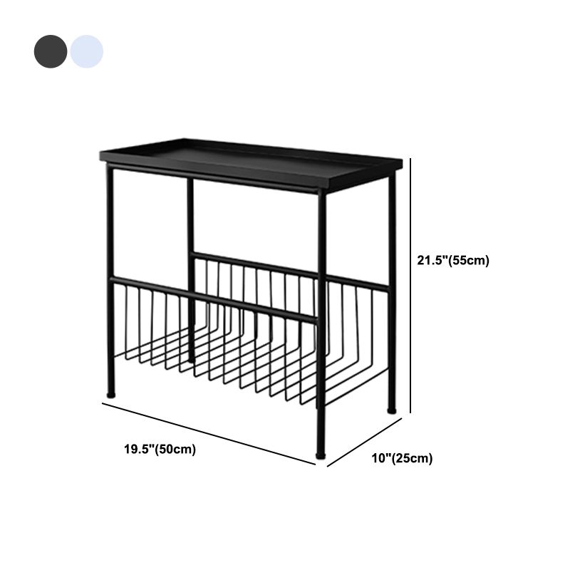 Tavolo da fine stile moderno nero/nero in metallo tavolo laterale rettangolare rettangolare con conservazione