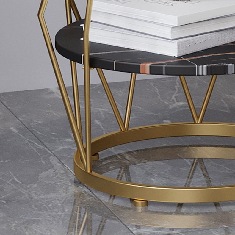 Contemporary Faux Marble Accent Table Nightstand 23.6" Tall Bed Nightstand with 2 Shelves Clearhalo 'Bedroom Furniture' 'furn' 'furn_night_stand' 'Furniture' 'night_stand' 'Nightstands' 1200x1200_81f87e9b-d8f6-4be1-9303-64d0c1783466