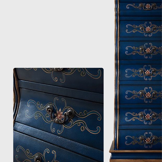 Coffre en bois en détresse moderne du milieu du siècle 7- tiroir rectangle accent coffre