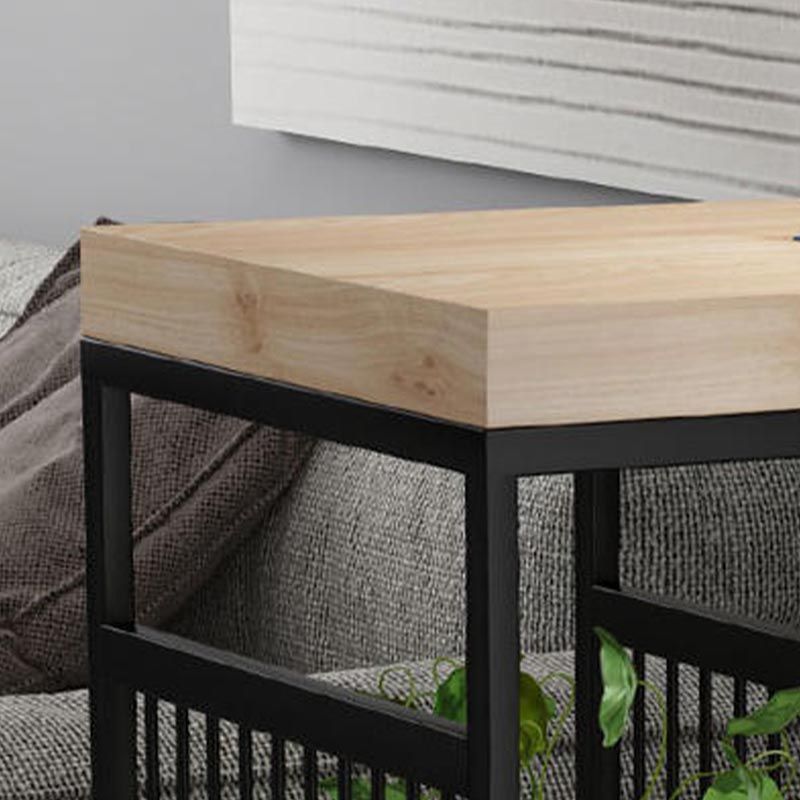 Vaste houten bovenbalktafel industriële balktafel met ijzeren voetstuk