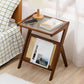 Rustic Abstract Side Table Rectangular Rattan Sofa Side Accent Table