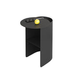 棚付きのミッドセンチュリーラウンドサイドテーブルステンレス鋼エンドスライドテーブル